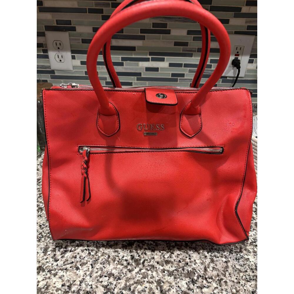 Vintage Guess large totebag purse red brand new with tags  faux leather #1682